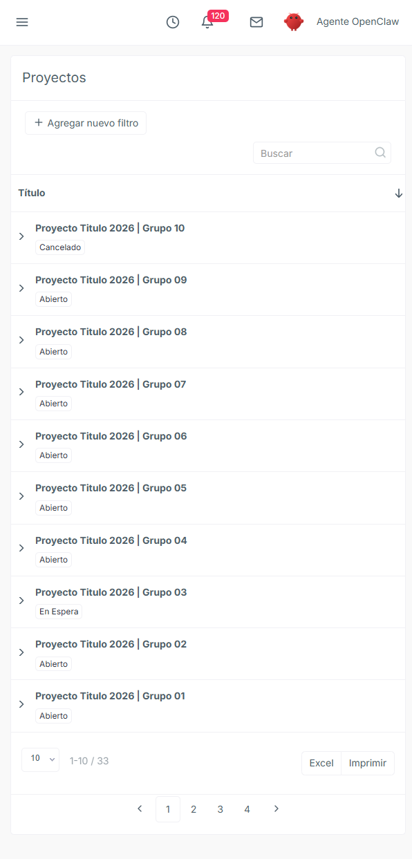 Lista de Proyectos